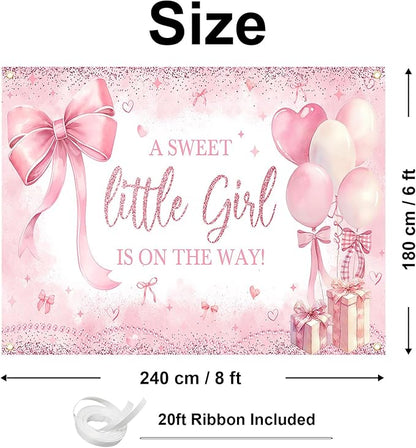 Pink Bow Baby Shower Banner Girl Baby Shower Party Decorations A Sweet Little - Image 2