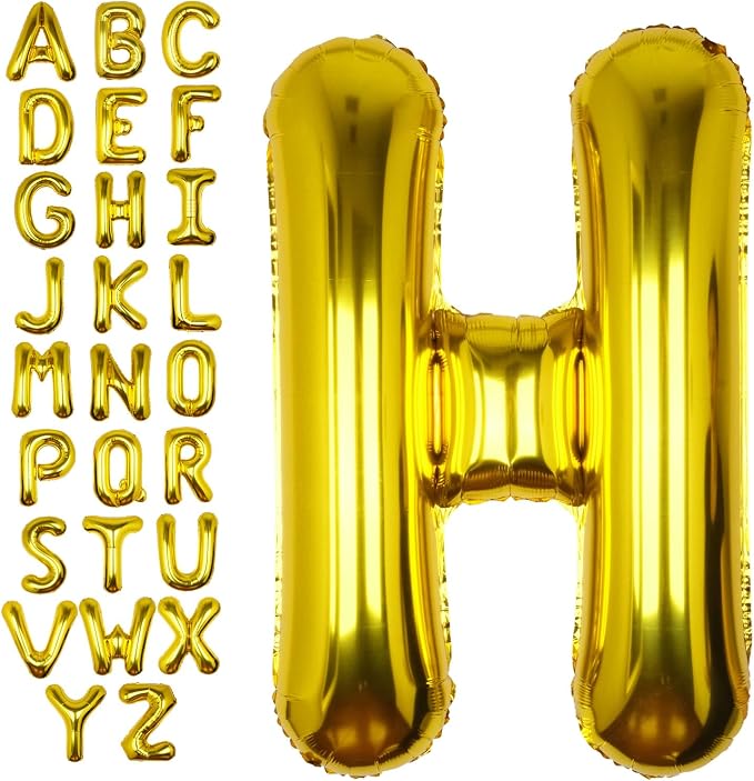 40 Inch Gold Letter H Balloon Big Foil Helium Letter Balloons A-Z | Giant Large by SULALABOO