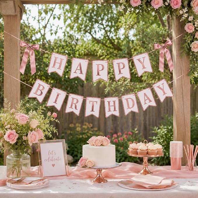 Dusty Rose Happy Birthday Banner - Image 6