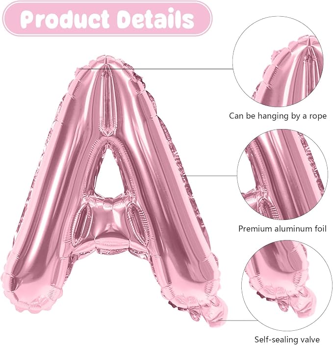 29PC Pastel Pink Happy Birthday Balloons Banner, 16 Inch Aluminum Letter Banner - Image 6