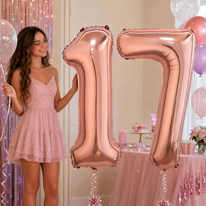 40 Inch Rose Gold Number 7 Balloon, Giant Number Balloons, Birthday Decor | - Image 5