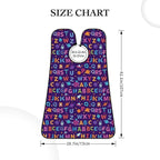 No-Slip Shaving Bib, Beard Grooming Apron with Strong Suction Cups, Cartoon UFO Astronaut Rockets Purple Galaxy Stars Nebula Letters Space Alphabet