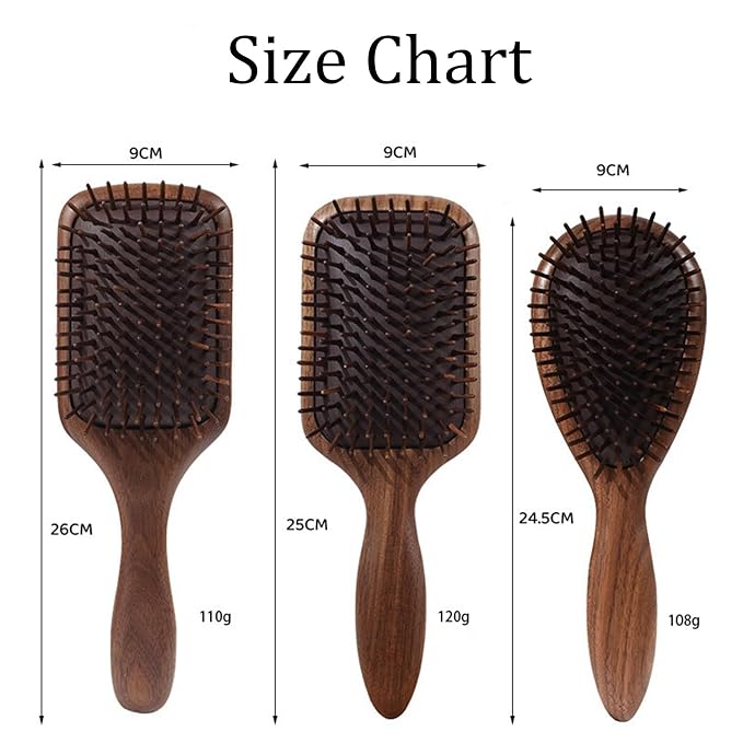 Lindale Walnut Wooden Hair Brush for Hair Growth with Natural Walnut Bristles Detangler Paddle Hairbrush for Massaging Scalp for Women Men, Reduces Static for Curly Hair with Ergonomic Handle Long