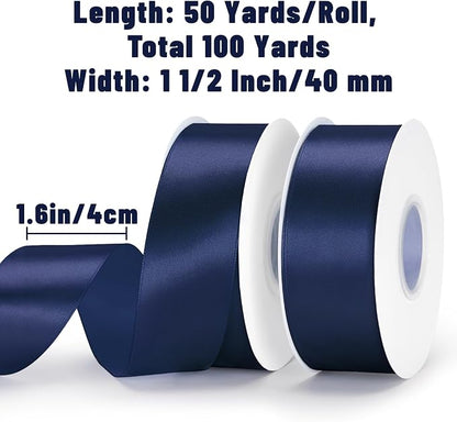 KINGLAKE Navy Blue Satin Ribbon - Image 2