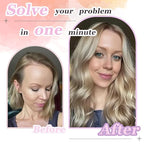 Hair Topper, 360° 3D Hair Toppers for Women with Thinning Crown, 20 Inch Long Wavy Curly Hair Pieces Clip in Bangs (Highlights Light Brown Mix Blonde with Brown Root, 20 inch, Side Bangs)