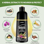 Black Hair Dye Shampoo for 100% Gray Coverage - 3 IN 1 Hair Color Shampoo with Argan Oil & Ginseng, Ammonia & Paraben Free, Long Lasting Semi-Permanent Natural Color for Women & Men (500ml)