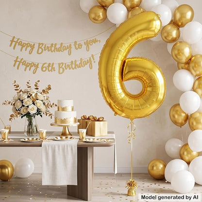 40 Inch Gold Number 6 Foil Balloon - Image 3