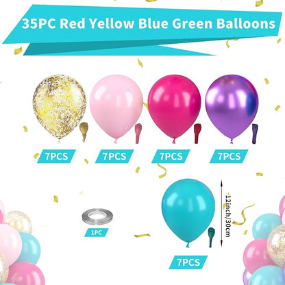 Pink Blue Purple Balloons, Hot Pink Metallic Purple Teal Blue Balloon - Image 2