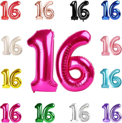 Hot Pink Number 16 Balloon 40 Inch by IWERP