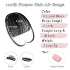 Clip in Bangs Real Human Hair Natural Black Wispy Bangs Fake Bangs with Fringe Clip on Bangs Curved Bangs Hairpieces for Women Daily Wear