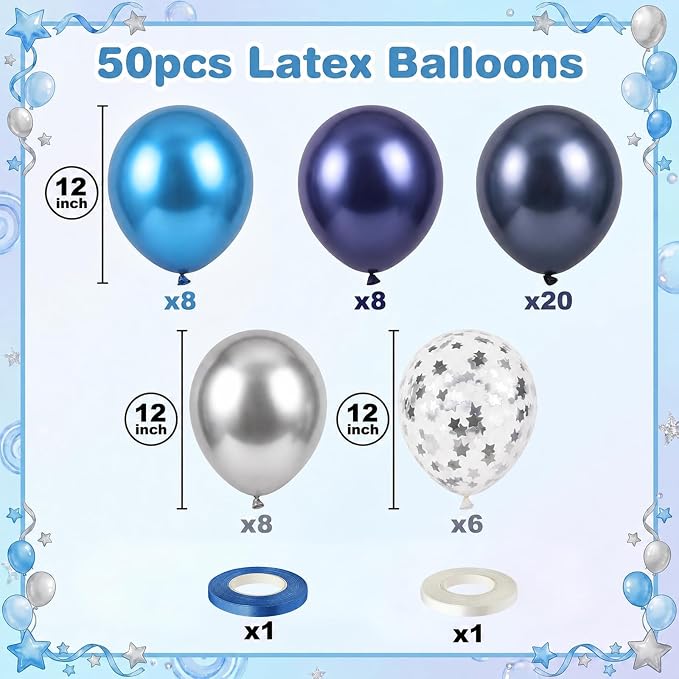 Blue Silver Balloons Set - Image 2