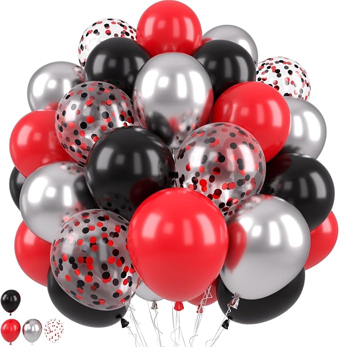 Red Black Silver Balloons by Paready