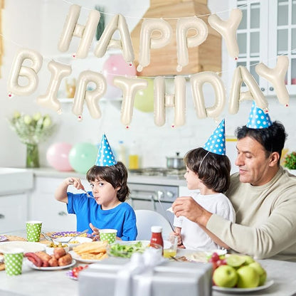 65 Pcs Cream Happy Birthday Balloons, 2 Sets A-Z Cream Letters Foil Balloons - Image 4