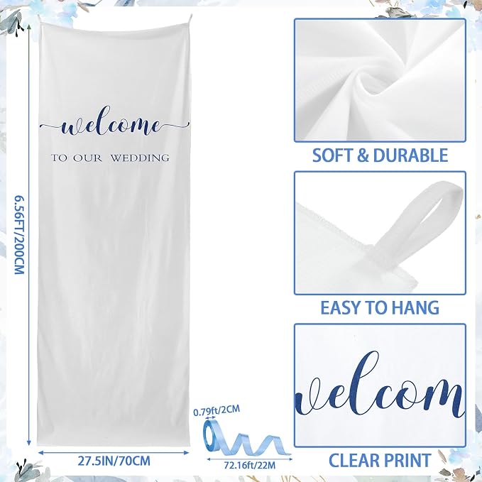 Tingjoo 27 × 78 Inch Welcome to Our Wedding Fabric Banner Long Wedding Party - Image 3