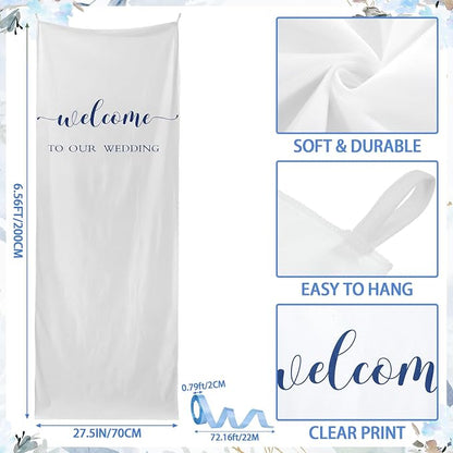 Tingjoo 27 × 78 Inch Welcome to Our Wedding Fabric Banner Long Wedding Party - Image 3