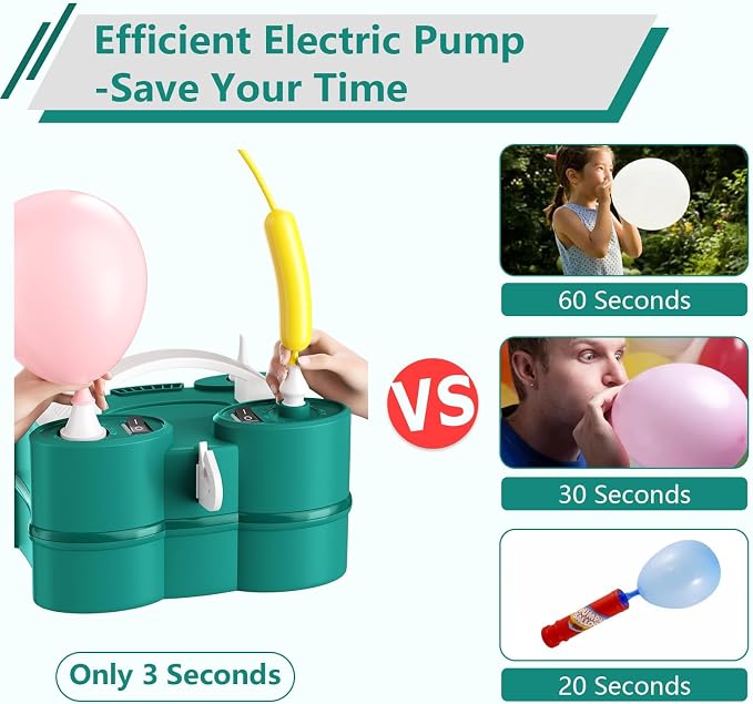 FunHot Electric Balloon Pump, Portable Dual Nozzle Air Pump - Image 4