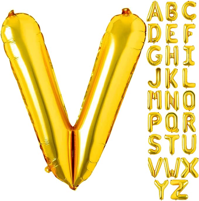 Lovoir 40 Inch Large Gold Letter V Balloons Big Size Jumbo Mylar Foil Helium by Lovoir