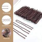 80Pcs Hair Net Set，30 Invisible Elastic Nylon Hair Net，40 U-Shaped Hair Pins and 10 Elastic Hair Ties,Perfect for Ballet Bun, Food Service, and Everyday Use（Brown）