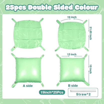NISOCY 25PCS Matte Pastel Green Square Foil Balloons Wall Backdrop | Double - Image 2