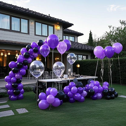 Dark Purple Balloons 145pcs Different Sizes 5in 10in 12in 18in Purple Round - Image 6