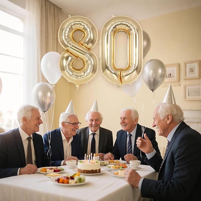 Champagne Gold Large Number 80 Balloon, 40 Inch Light Gold Foil Helium Number - Image 6