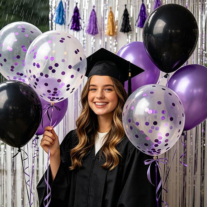 100pcs Purple Confetti Balloons 12 Inch Clear Latex Balloon - Image 6