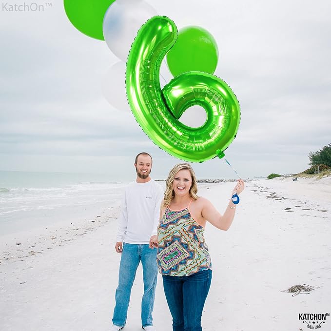 KatchOn, Giant Light Green Number 6 Balloon, 40 Inch | 6th Birthday Balloon | - Image 8