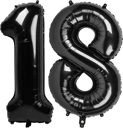 18 Balloon Number 40 Inch Black Balloons by Mluchee