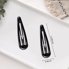 24 PCS 2.36 In Metal Snap Hair Barrettes For Women Water Drop Shape Hair Clips For Thick Thin Fine Hair,Bright Black