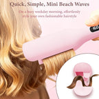 Hair Waver Hair Crimper for Women, Hair Crimper Tool Curling Iron Waver for Natural Waves and Soft Beach Hair Wave Curling Iron with 30S Fast Heating & PTC Heater 110-220V, Pink