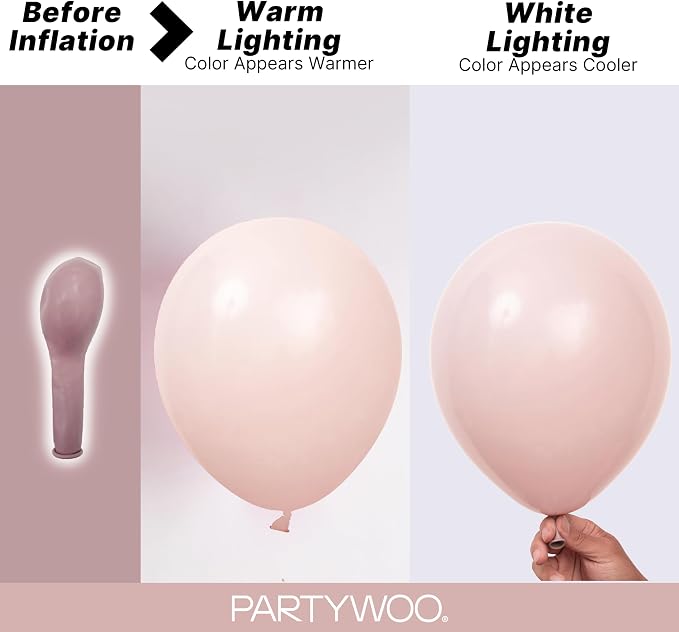 PartyWoo Dusty Pink Balloons 140pcs Lilac Pink Color 18 12 10 5 Inch | 18 12 10 - Image 3
