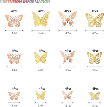 SAOROPEB 3D Butterfly Wall Decor, Removable Metallic Wall Sticker Room Mural - Image 5
