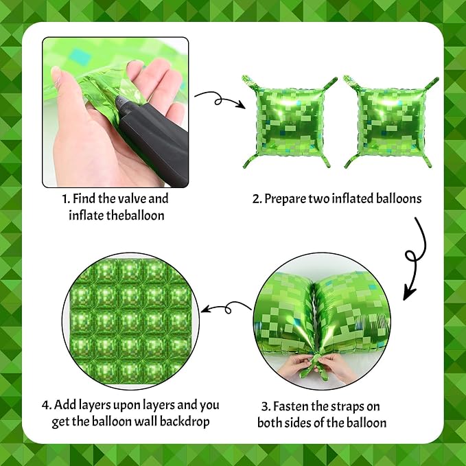 HILAVO Green Pixel Square Balloon Wall - Image 8