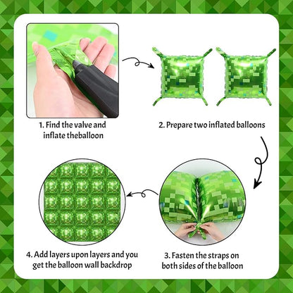 HILAVO Green Pixel Square Balloon Wall - Image 8