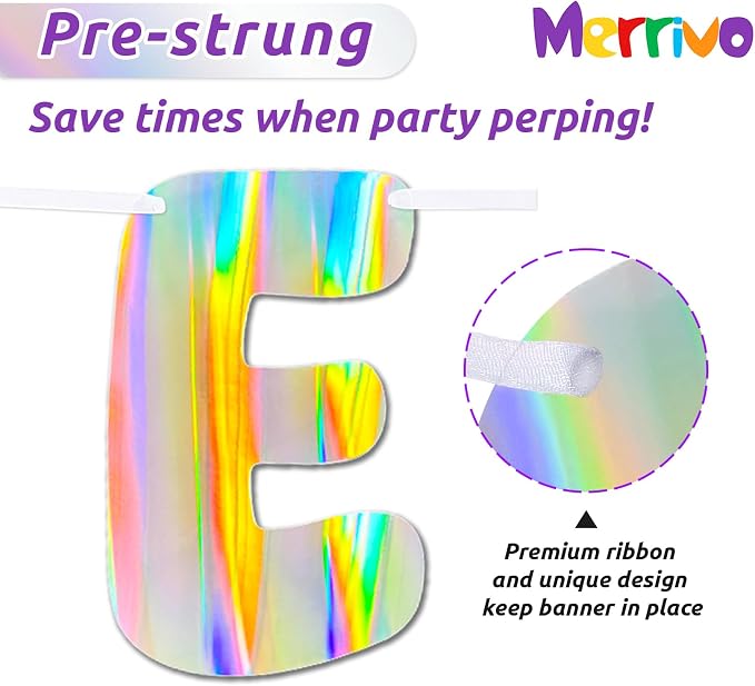Iridescent Happy Sweet 16 Birthday Banner, Pre-Strung Holographic Party - Image 4