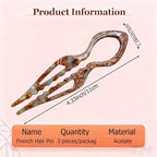3Pcs Prestige French Hair Pins for Women,Elegant Hair Clips for Thin or Thick Hair,New Hair Accessories - Serrated Anti-Slip Design (Muticolor B)