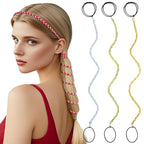 3 Packs Ponytail Holders Hair Ties for Women, Spiral Pony Tails Elastic Braided Hair Holders for Gym Swimming Sports (3pcs25"colorful37)