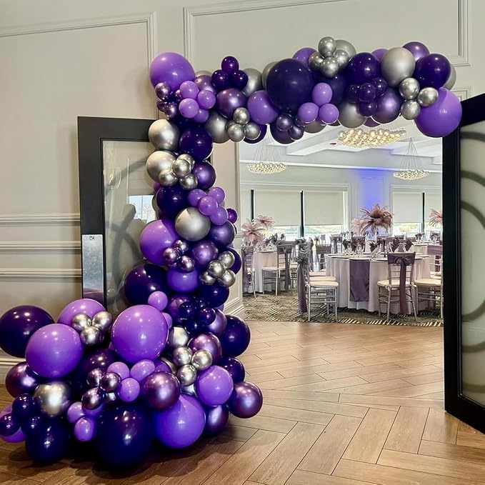 Purple and Black Balloon Arch Kit, 22 18 12 10 5 Inch Different Size Balloons - Image 5