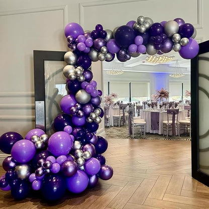 Purple and Black Balloon Arch Kit, 22 18 12 10 5 Inch Different Size Balloons - Image 5