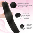 Lashey Seamless Clip in Hair Extensions Human Hair 130g 7pcs Straight Thick Remy Human Clip in Hair Extensions with Full End 24 Inch Natural Black