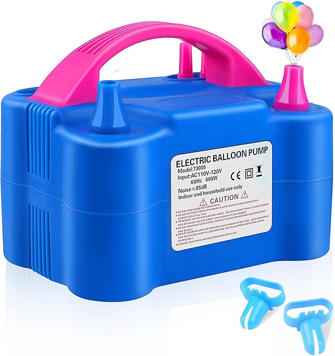 Balloon Pump Electric, 110V 600W Balloon Blower Inflator Dual Nozzle Air Pump by QIPUMP
