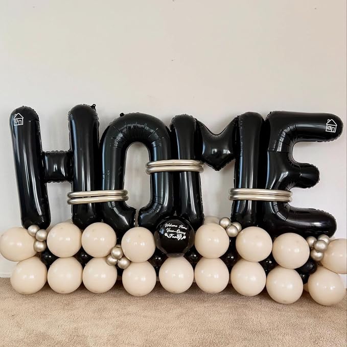 Black HOME Balloons 40 Inch, Large HOME Letter Banner - Image 4