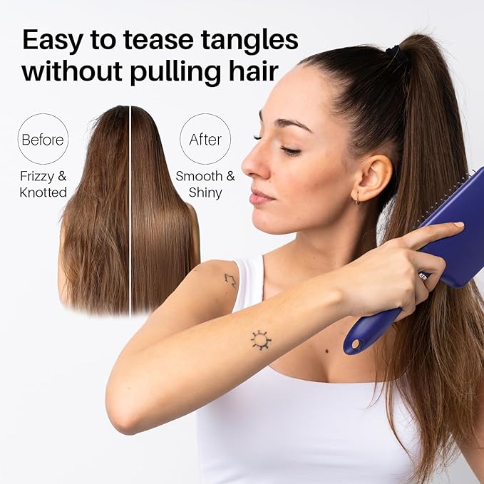 RHOS Hair Brush for Women & Men - Detangler With Nylon Bristles for Thick, Curly, Thin, Long, Wet & Dry Hair - Cushion Square Brush for Detangling, Smoothing (1 Pack-Purple)