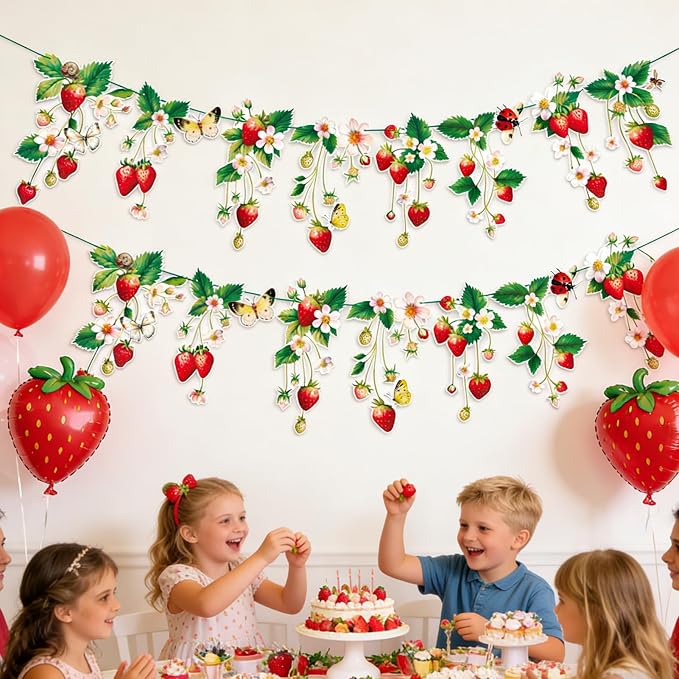 Strawberry Garland Banner Berry First Birthday Decor Strawberry Wildflower - Image 7