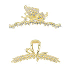 2PCS Gold Butterfly Rhinestone Claw Clips, Bling Butterfly Hair Clips for Women, Large Metal Hair Clips for Thick Hair & Styling