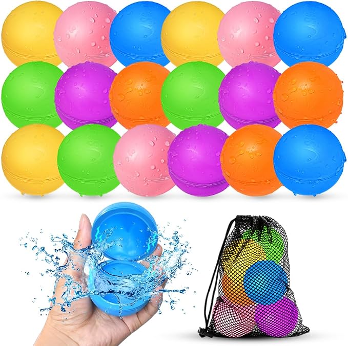 18Pcs Reusable Water Balloons for Kids, Pool Beach Water Toys for Boys and Girls by WhereFunMeetsGrowth