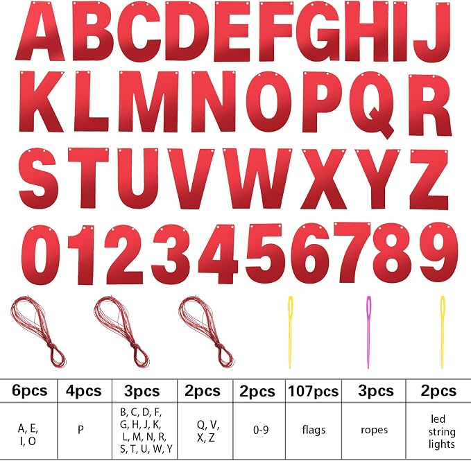 TaoBary 112 Pcs DIY Letter Kit Glitter Customizable Banner Letters Include 107 - Image 4