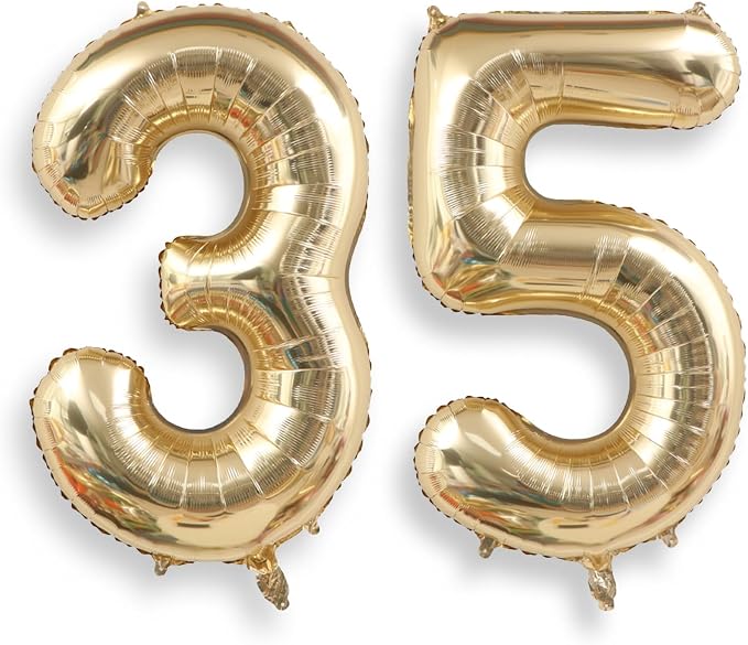 AULE 40 Inch Light Gold 35 Balloon Number Foil 0-9 Birthday Big Numbers | by AULE