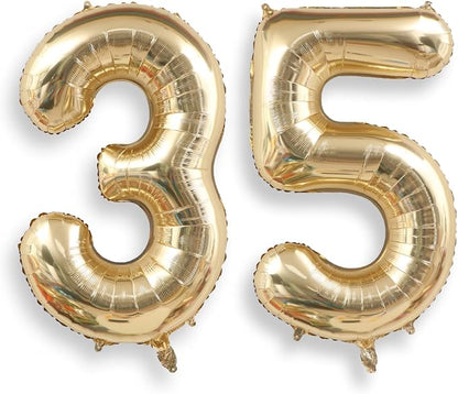 AULE 40 Inch Light Gold 35 Balloon Number Foil 0-9 Birthday Big Numbers | by AULE