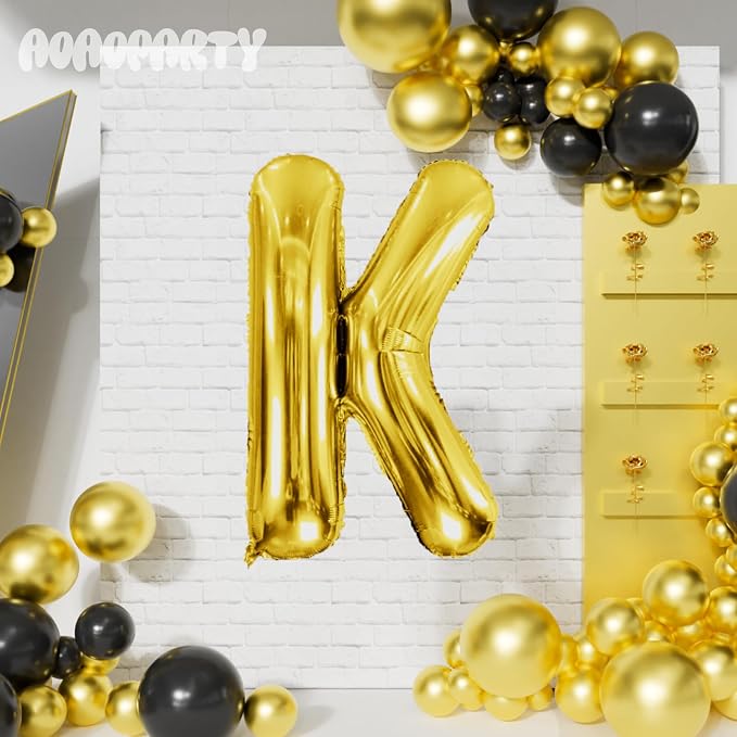Letter Balloons Gold 40 Inch K Large Giant Big Foil Mylar Balloon | - Image 4